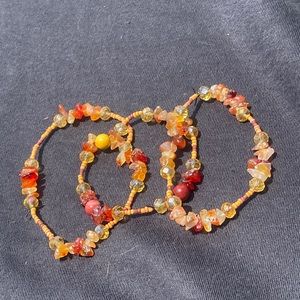 Handmade Carnelian bracelet and anklet set